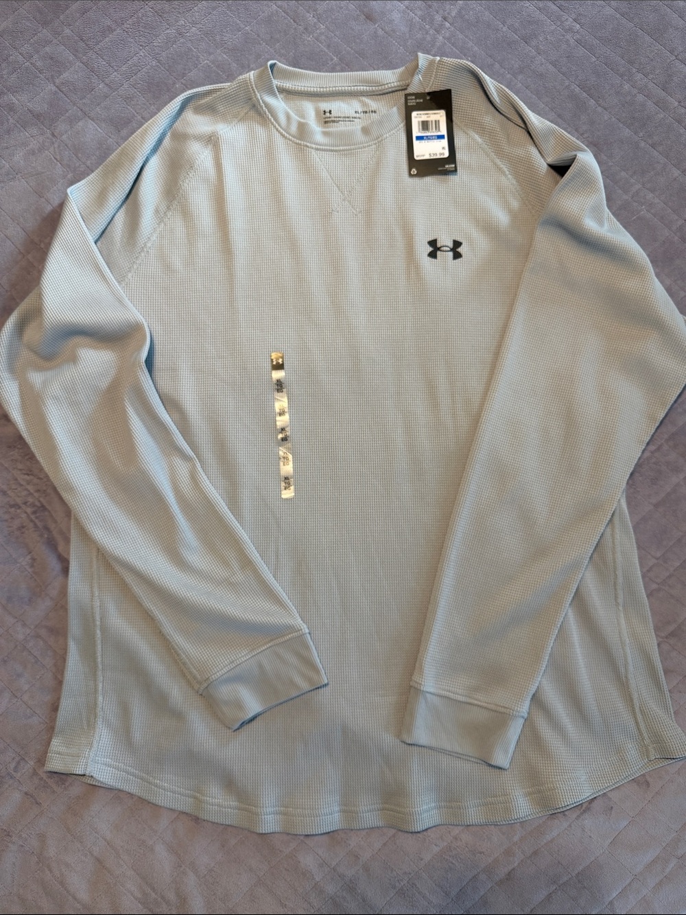 Under Armour Light Grey Long Sleeve Waffle Crew Performance Tee
